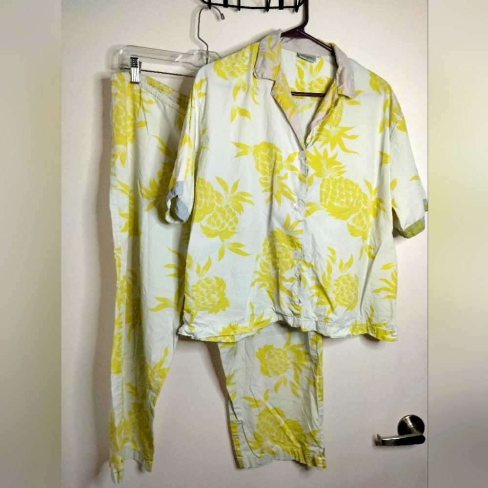 Kiyomi (Sz L) Multicolor Novelty (2PC) Button Top & Tie Waist Pant Matching Set